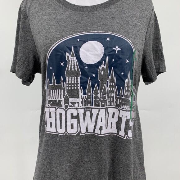 Harry Potter T Shirt Womens M Medium Gray Hogwarts Nightscape Short Sleeve Tee - Picture 3 of 9